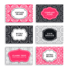 Business Card. Vintage decorative elements. Ornamental floral business cards or invitation with mandala