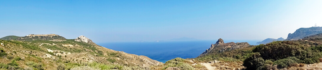 Fototapeta na wymiar Panorama of the landscape on the island of Kos in Greece