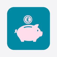 Piggy bank icon. Pictograph of moneybox. Flat design.