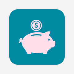 Piggy bank icon. Pictograph of moneybox. Flat design.