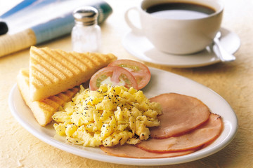 Delicious breakfast set with coffee