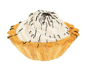 Watercolor cake basket with cream