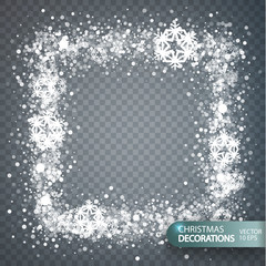 Christmas decoration. New Year background with shimmering particles and magical overflows, silver glitter. Illustration isolated on a transparent background. Vector Christmas Abstract Background