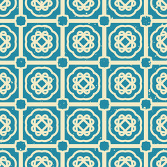 Ornamental grunge vintage textured blue background. Scratched old seamless