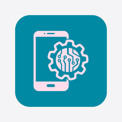 Electronic circuit of technological device. Technology scheme square symbol. 