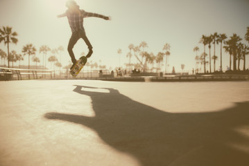 Skater in action in Los angeles - obrazy, fototapety, plakaty
