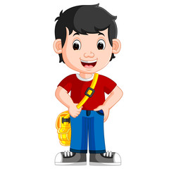 Cute boy go to school