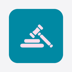 Auction hammer pictogram. Law judge gavel icon. Flat design style.