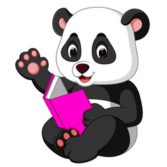 Panda reading a book