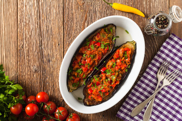Stuffed aubergine.