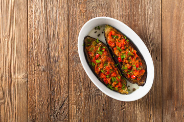 Stuffed aubergine.