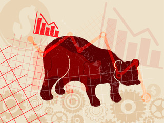 Financial and stock investment market concept. The bear market which price of securities are falling down.