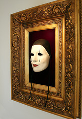 mask Pierette in golden frame