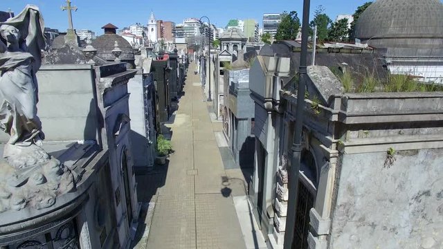 rising view of La Recoleta Cemetery in Buenos Aires