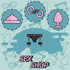 Sex shop flat concept icons