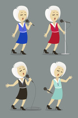 Singing girl set. Pop singer