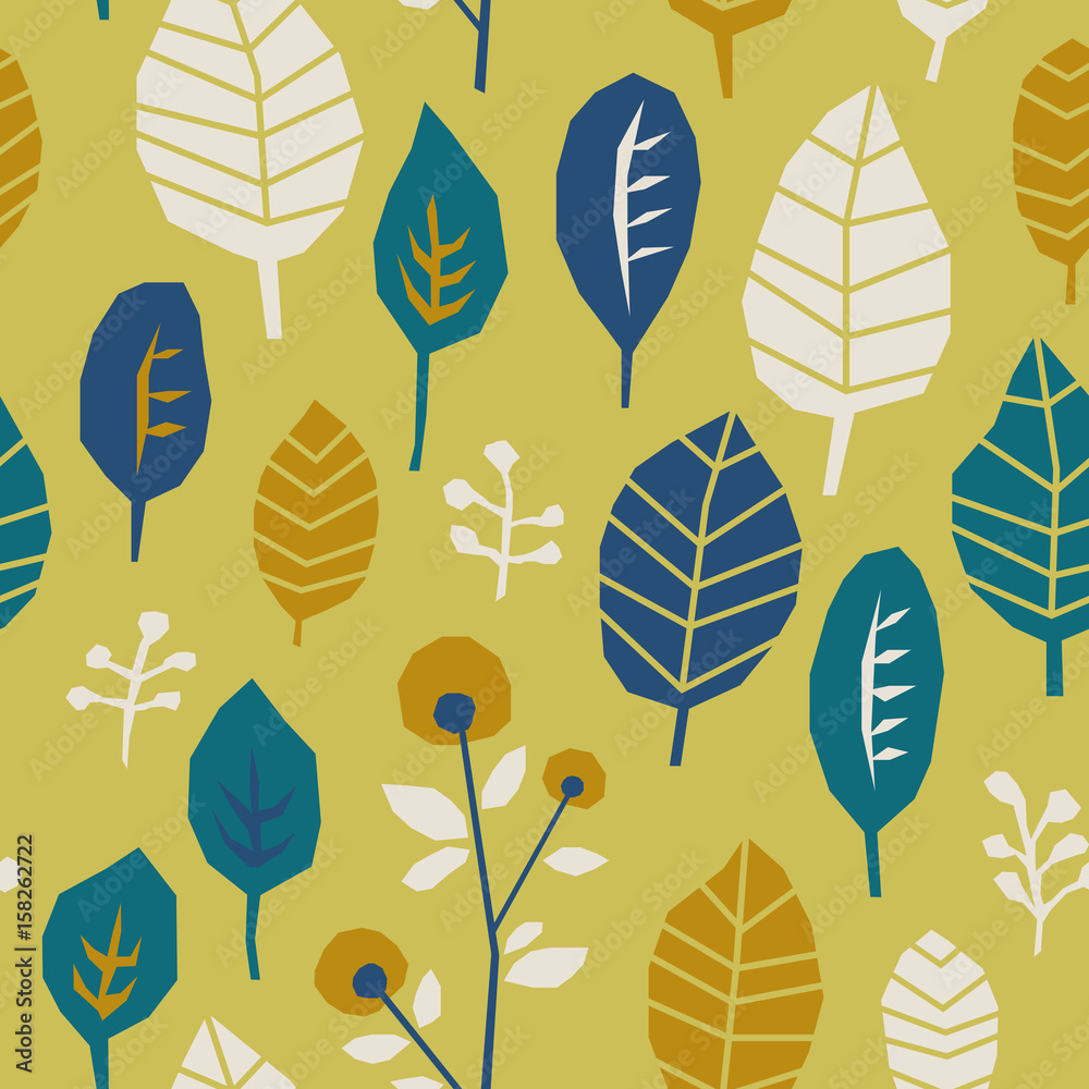 Poster seamless pattern with leaves