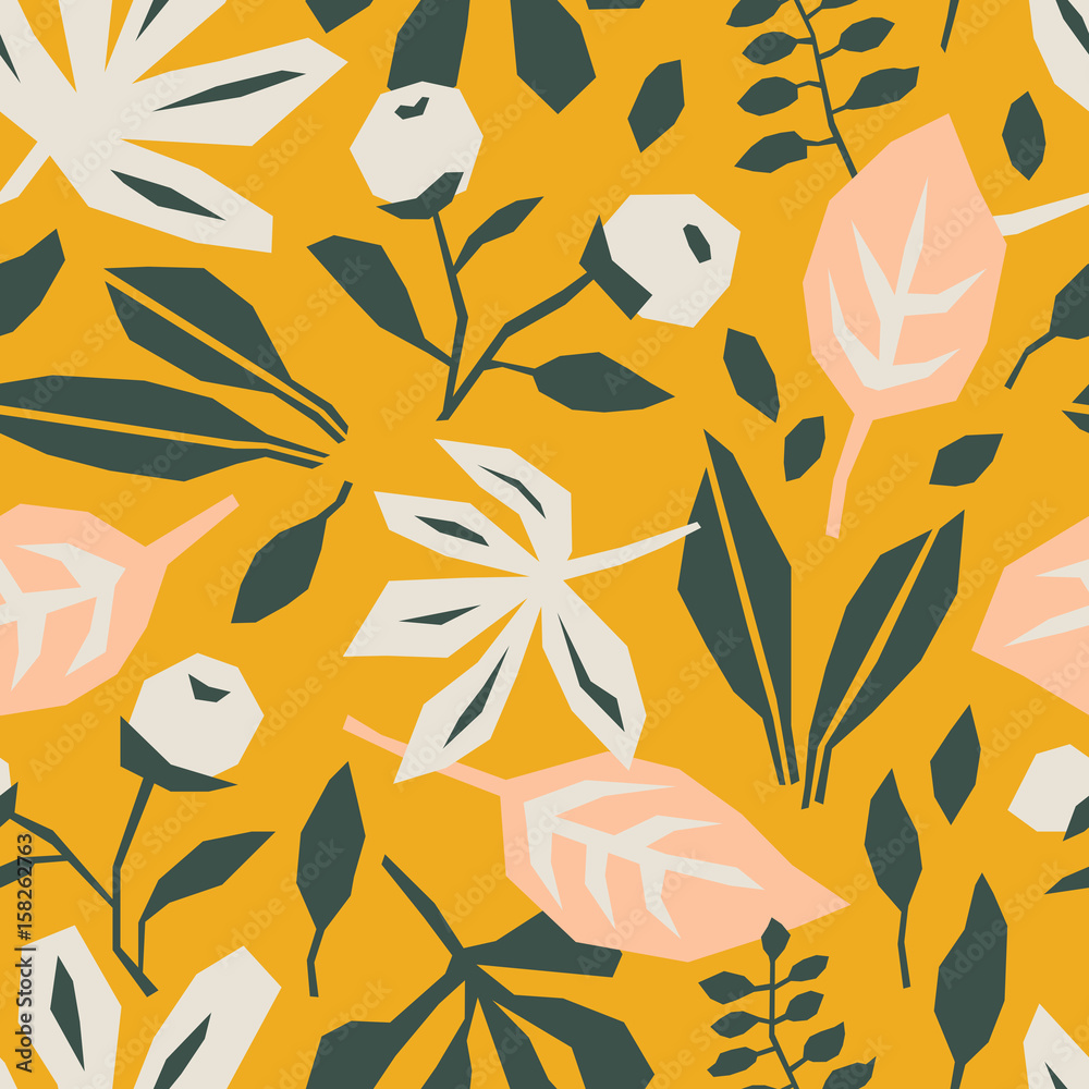 Poster seamless pattern with leaves