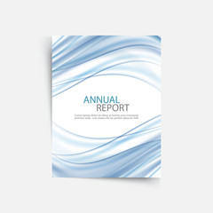 Blue wave annual report cover template. Brochure, flyer template layout, vector leaflet abstract background
