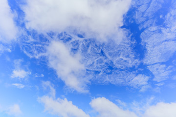 Beautiful white clouds and blue sky background