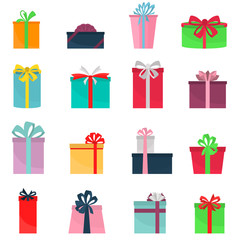 Set of color gift boxes icons for web and mobile design