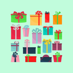 Set of color gift boxes icons for web and mobile design