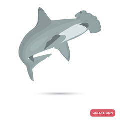 Hammerhead shark color flat icon for web and mobile design