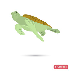 Sea turtle color flat icon for web and mobile design