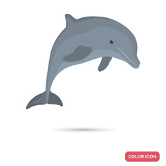 Dolphin color flat icon for web and mobile design
