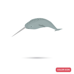 Narwhal color flat icon for web and mobile design © LynxVector