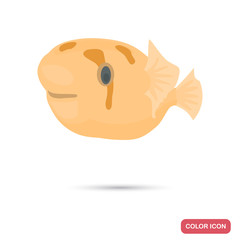 Pufferfish color flat icon for web and mobile design