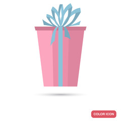 Gift box color flat icon for web and mobile design