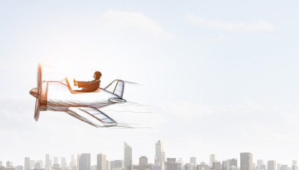 Aviator woman. Mixed media