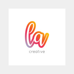 LA logo, vector. Useful as branding, app icon, alphabet combination, clip-art.