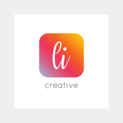 LI logo, vector. Useful as branding, app icon, alphabet combination, clip-art.