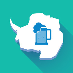 Long shadow Antarctica map with  a beer jar icon