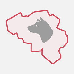 Isolated Belgium map with  a dog head
