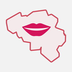 Isolated Belgium map with  a female mouth smiling