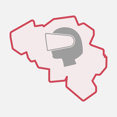 Isolated Belgium map with  a female head wearing a virtual reality headset