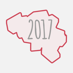Isolated Belgium map with  a 2017 year  number icon
