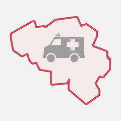 Isolated Belgium map with  an ambulance icon