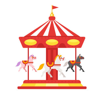 Vector flat style illustration of carousel. Icon for web.