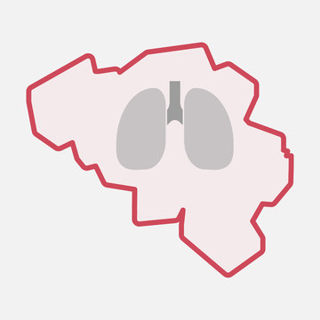 Isolated Belgium map with  a healthy human lung icon