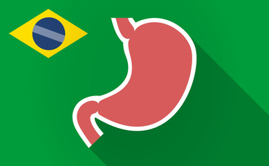 Long shadow Brazil map with  a healthy human stomach icon