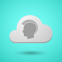 Vectorial cloud with  a male punk head silhouette