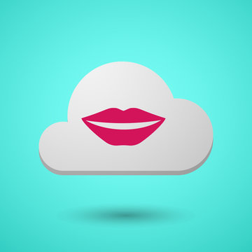 Vectorial cloud with  a female mouth smiling
