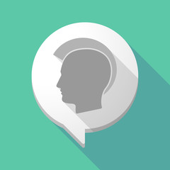 Long shadow comic balloon with  a male punk head silhouette