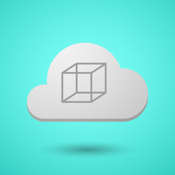 Vectorial cloud with  a cube sign