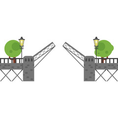 flat style illustration of open gate. Isolated on white background.