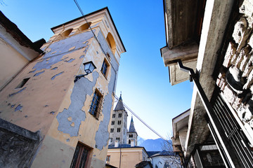Fototapeta na wymiar Old town of Aosta, Valle d'aosta, Italy